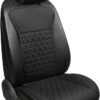 Black Panther 1 Piece Luxury PU Leather Front Car Seat Cover Protector Compatible with 95% Cars - No Heating (Saloon/SUV/Pickup Truck/Van) - Black - Image 3