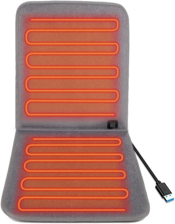 USB Heated Seat Cushion for Office Chair, Large Heating Area Heated Seat Cover Therapy Heating Pad for Back, Lumbar, Hip, Thigh with 3 Temperatures Levels, 17In*35.5In - Image 2