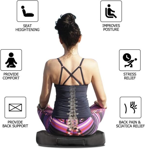 QYILAY Leather Car Memory Foam Heightening Seat Cushion for Short People Driving,Hip(Coccyx/Tailbone) and Lower Back Pain Relief Butt Pillows,for Truck,SUV,Office Chair,Wheelchair,etc. (Black) - Image 5