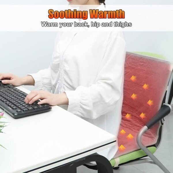USB Heated Seat Cushion for Office Chair, Large Heating Area Heated Seat Cover Therapy Heating Pad for Back, Lumbar, Hip, Thigh with 3 Temperatures Levels, 17In*35.5In - Image 4