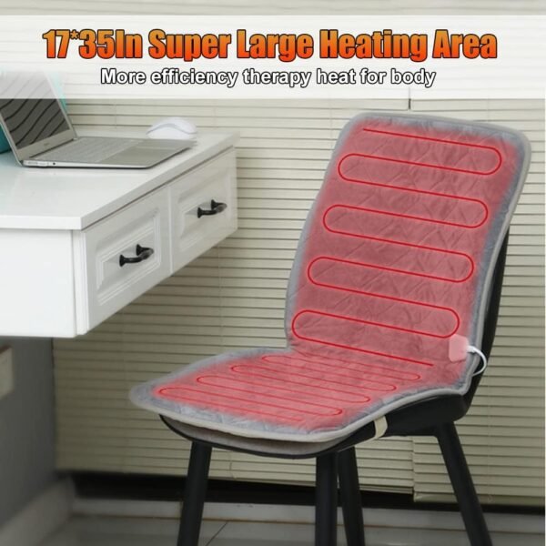 USB Heated Seat Cushion for Office Chair, Large Heating Area Heated Seat Cover Therapy Heating Pad for Back, Lumbar, Hip, Thigh with 3 Temperatures Levels, 17In*35.5In - Image 3
