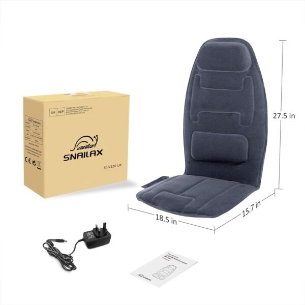 Snailax Massage Seat with 2 Heat Levels, Extra Memory Foam Cushion with 10 Vibration Massage Motors, Back Support Pad in Neck and Lumbar, Back Massage Chair, Gifts for Men - Image 9
