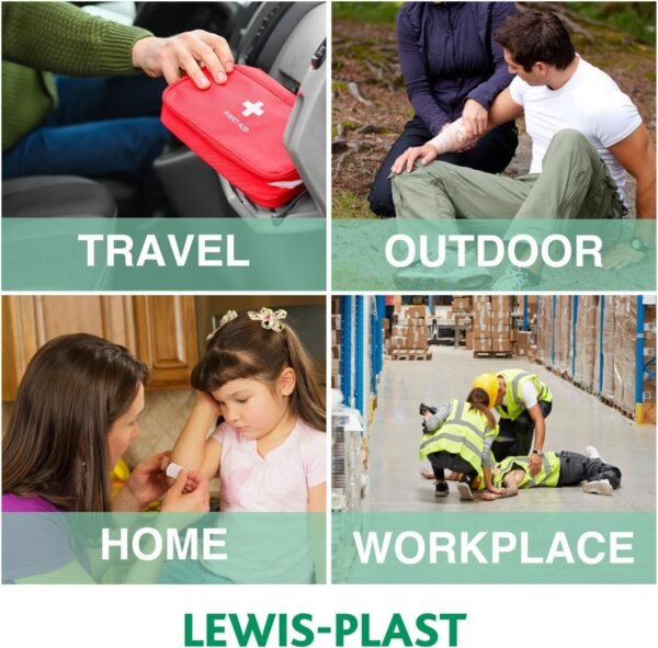 Lewis-Plast Premium 92 Piece First Aid Kit - Safety Essentials for Travel, Car, Home, Camping, Work, Hiking & Holiday Red , Small - Image 6