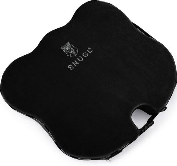 SNUGL Coccyx Wedge Cushion | Dual Straps Chair & Car Seat Cushion Pillow for Sciatica, Tailbone, Lumbar Support & Posture Correction | Memory Foam Office, Wheelchair, Car Seat Wedge with Black Velvet - Image 2