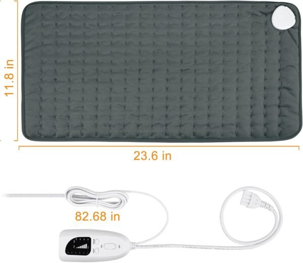 Heating pad, Electric Heat Pad with Automatic Switch-Off and 6 Temperature Levels Heating pad for Back Neck Shoulder Belly Heating Technology - Machine Washable (Dark Gray, 12" x 24") - Image 6