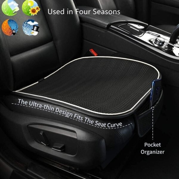 Leowsad Cool Car Seat Covers Cushion Pad, Super Breathable, Warm in Winter and Cool in Summer, Anti-Slip, Storage Bags. Universal Auto Interior Seat Bottom Protector Mat… - Image 3