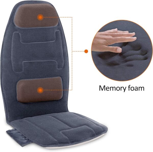 Snailax Massage Seat with 2 Heat Levels, Extra Memory Foam Cushion with 10 Vibration Massage Motors, Back Support Pad in Neck and Lumbar, Back Massage Chair, Gifts for Men - Image 5
