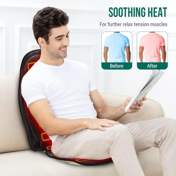 Snailax Back Massagers for Pain, Gifts for Men, Vibration Massage Seat Cushion with Memory Foam, Massage Chair Pad with Heat, Gifts for Dad - Image 5