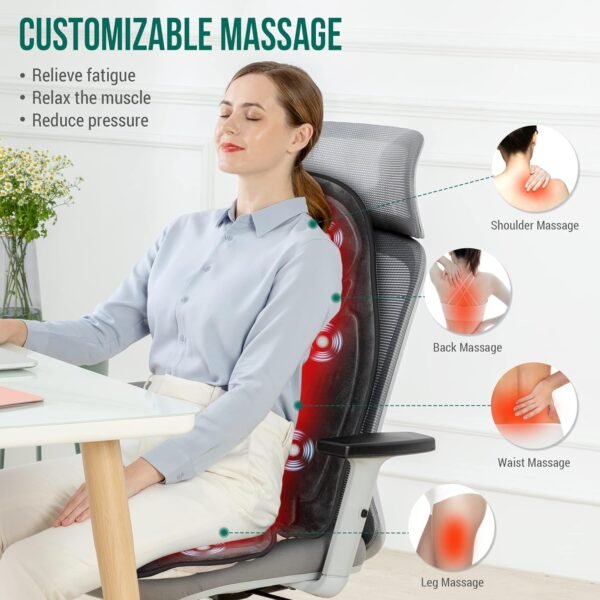 Snailax Back Massagers for Pain, Gifts for Men, Vibration Massage Seat Cushion with Memory Foam, Massage Chair Pad with Heat, Gifts for Dad - Image 4