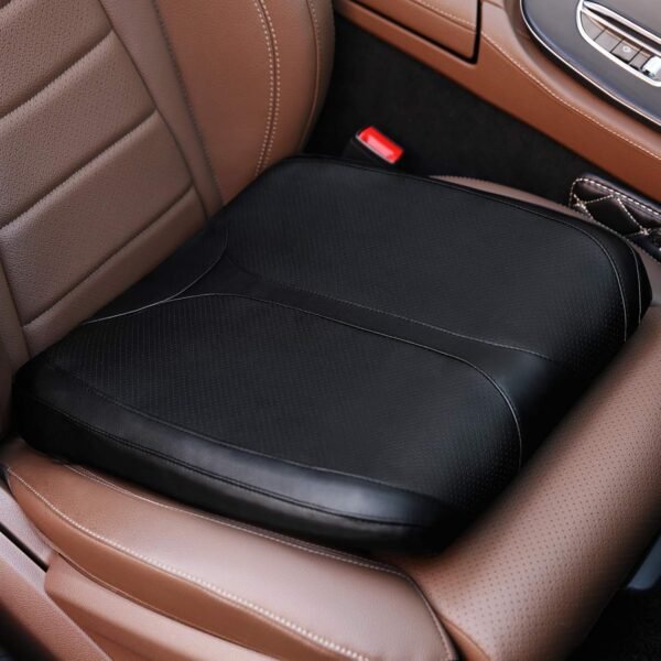 QYILAY Leather Car Memory Foam Heightening Seat Cushion for Short People Driving,Hip(Coccyx/Tailbone) and Lower Back Pain Relief Butt Pillows,for Truck,SUV,Office Chair,Wheelchair,etc. (Black) - Image 2