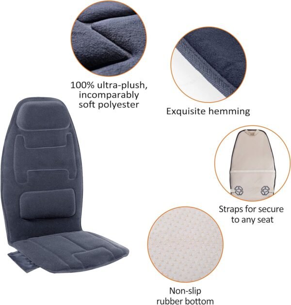 Snailax Massage Seat with 2 Heat Levels, Extra Memory Foam Cushion with 10 Vibration Massage Motors, Back Support Pad in Neck and Lumbar, Back Massage Chair, Gifts for Men - Image 7