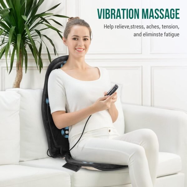 Snailax Back Massagers for Pain, Gifts for Men, Vibration Massage Seat Cushion with Memory Foam, Massage Chair Pad with Heat, Gifts for Dad - Image 3