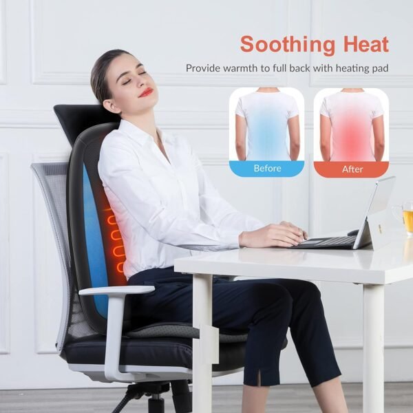 COMFIER Shiatsu Back Massager with Heat -Deep Tissue Kneading Massage Chair, Massage Chair for Full Back, Chair Massager for Home or Office Chair use,Gifts for Women,Men - Image 5