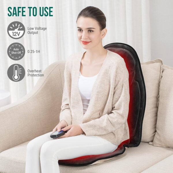 Snailax Back Massagers for Pain, Gifts for Men, Vibration Massage Seat Cushion with Memory Foam, Massage Chair Pad with Heat, Gifts for Dad - Image 6