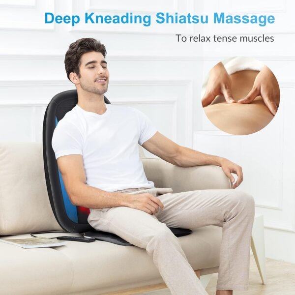 COMFIER Shiatsu Back Massager with Heat -Deep Tissue Kneading Massage Chair, Massage Chair for Full Back, Chair Massager for Home or Office Chair use,Gifts for Women,Men - Image 4