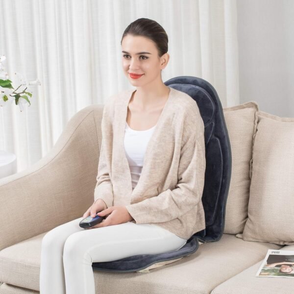 Snailax Back Massage Seat Cushion, Vibration Massage Chair Pad with Heat for Home Office Use, 6 Vibration Massage Nodes & 2 Heat Levels, Grey - Image 5
