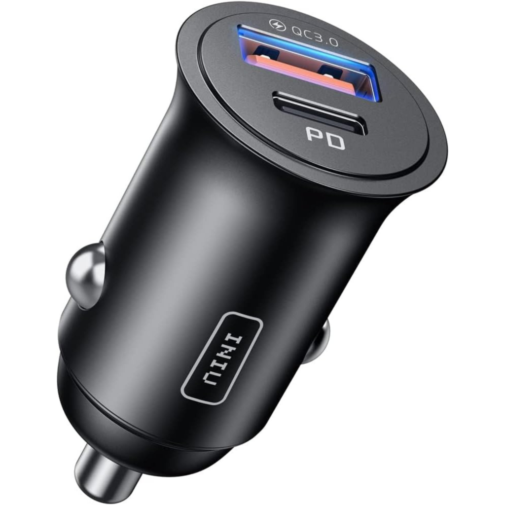 INIU Car Charger, Cigarette Lighter USB Charger Total 60W [USB C 30W+USB A 30W] 12V USB Socket, PD3.0 Car Phone Charger Metal Adapter for iPhone 15 14 13 12 Pro Max iPad Samsung Google etc