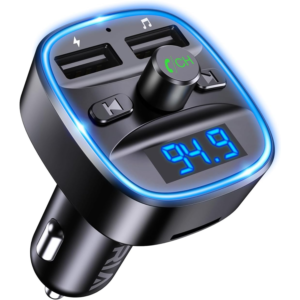 ORIA Bluetooth FM Transmitter for Car, [Upgraded] Wireless in-Car Radio Adapter Car Kit, Universal Car Charger with Dual USB Charging, Hands-Free Calling, Music Player Supports TF Card & USB Disk