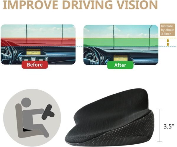 Livtribe Car Seat Cushion - Memory Foam Car Seat Pad - Sciatica & Lower Back Pain Relief - Car Seat Cushions for Driving - Road Trip Essentials for Drivers(Black) - Image 6