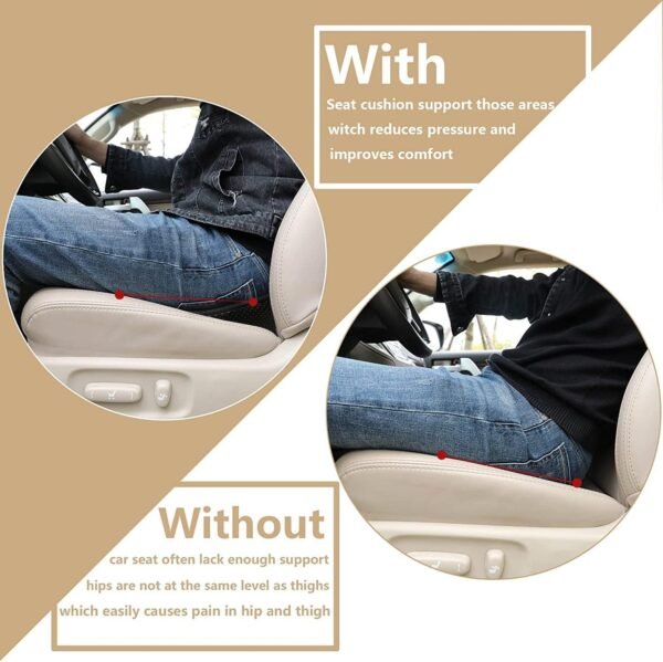 Livtribe Car Seat Cushion - Memory Foam Car Seat Pad - Sciatica & Lower Back Pain Relief - Car Seat Cushions for Driving - Road Trip Essentials for Drivers(Black) - Image 4