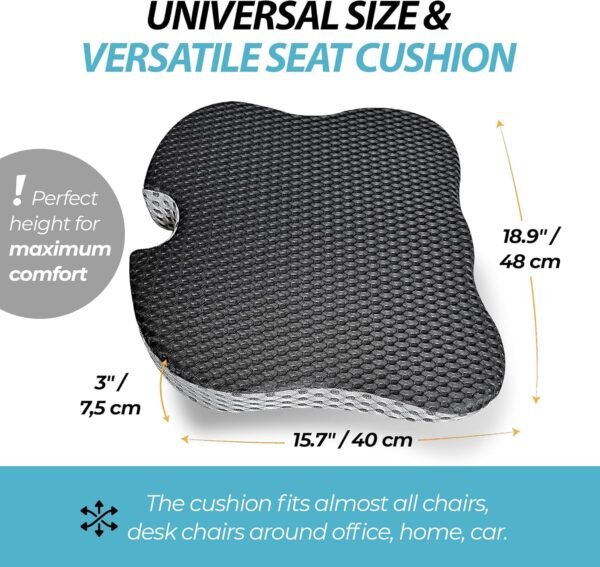 Cushion Wedge - Soft Sitter Cushions for Chair, Wheelchair, Office, Driving, Memory Foam Back Support & Pressure Relief for Sore Coccyx, Tailbone - Image 4